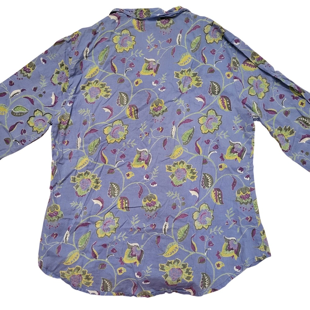 Handprint M Pajama Set Blue Floral Cotton Block Print 2 Piece Loungewear - Picture 9 of 9